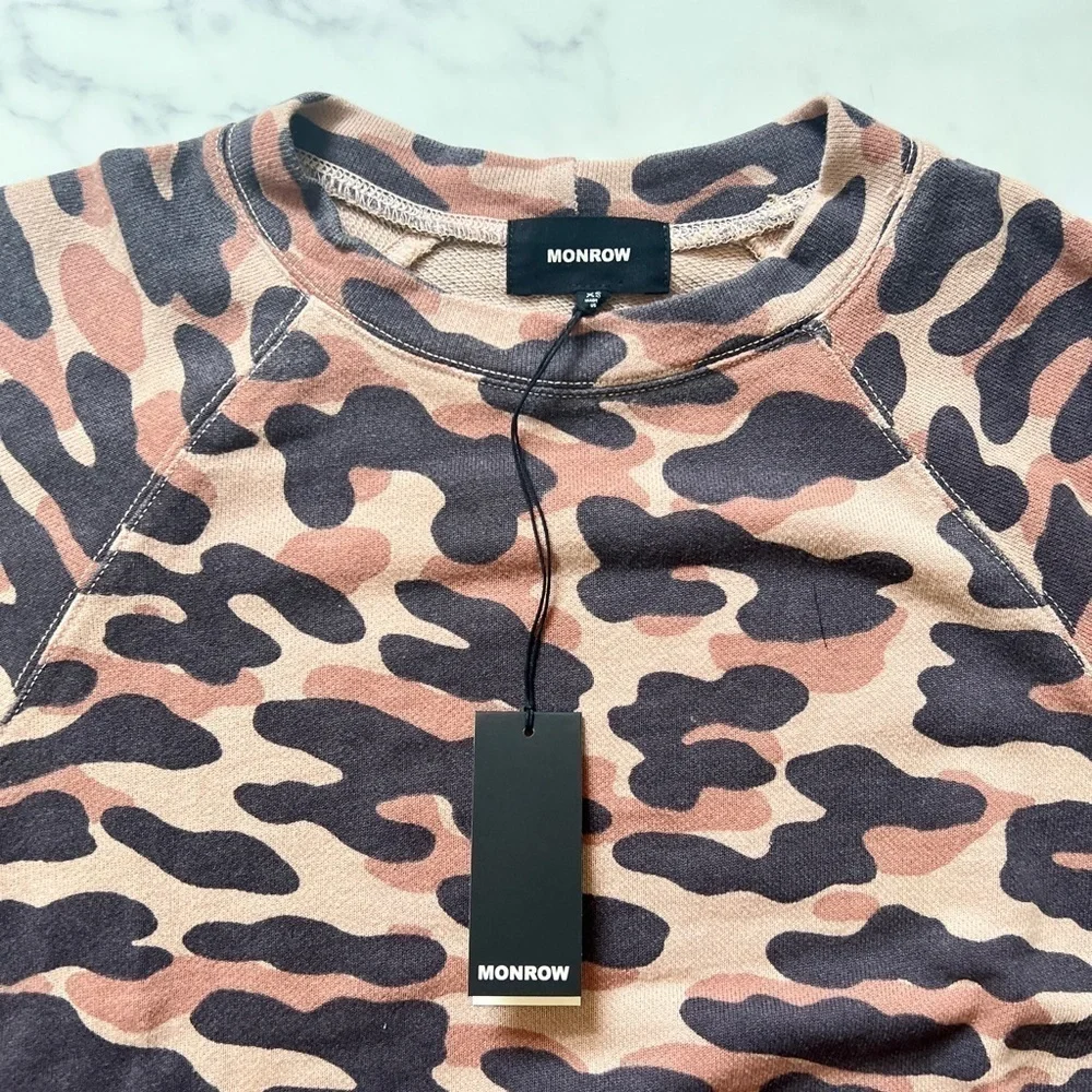 Monrow Desert Camouflage Print Sweatshirt Size XS NWT $149 - Picture 3 of 6